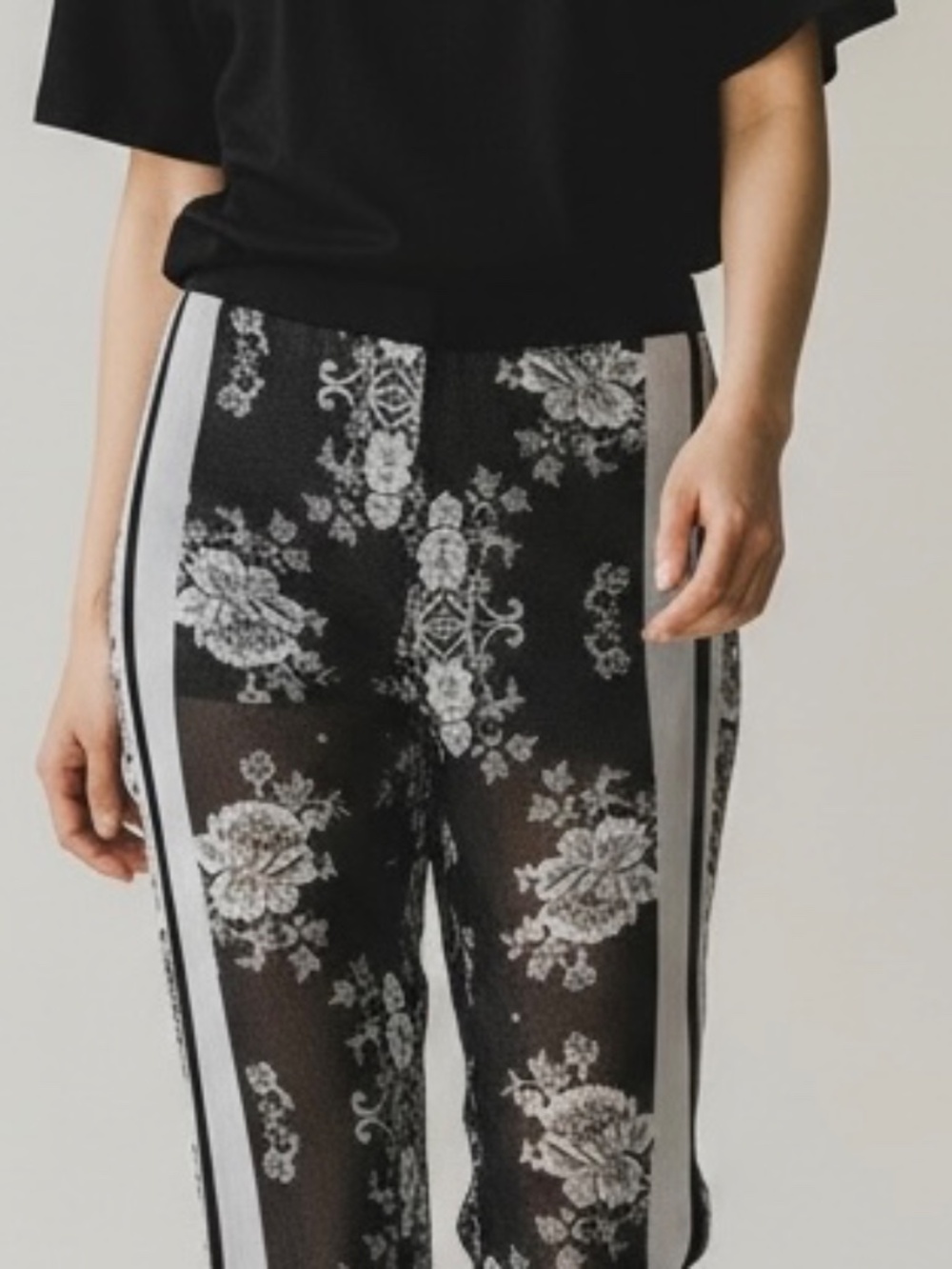 Erdem Lace & Stripe Printed Silk Pants-Italian Brand- Sz 10